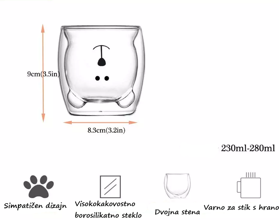 Skodelica z dvojno steno -Medo