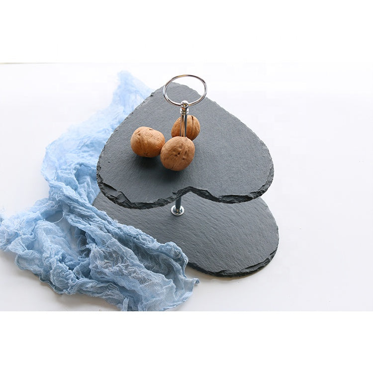 Postrežno stojalo iz skrilavca v dveh nivojih -Srce