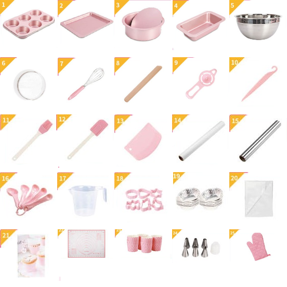 25-delni set za peko -PinkChef